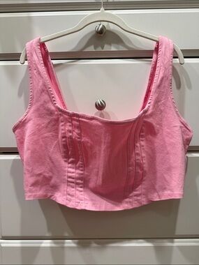NWT Pink Corset-Style Crop Tank Top L